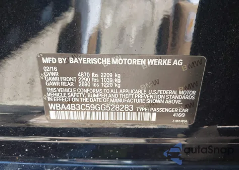 2016 BMW 435I Gran Coupe xDrive из США, поврежденный, VIN WBA4B3C59GG528283